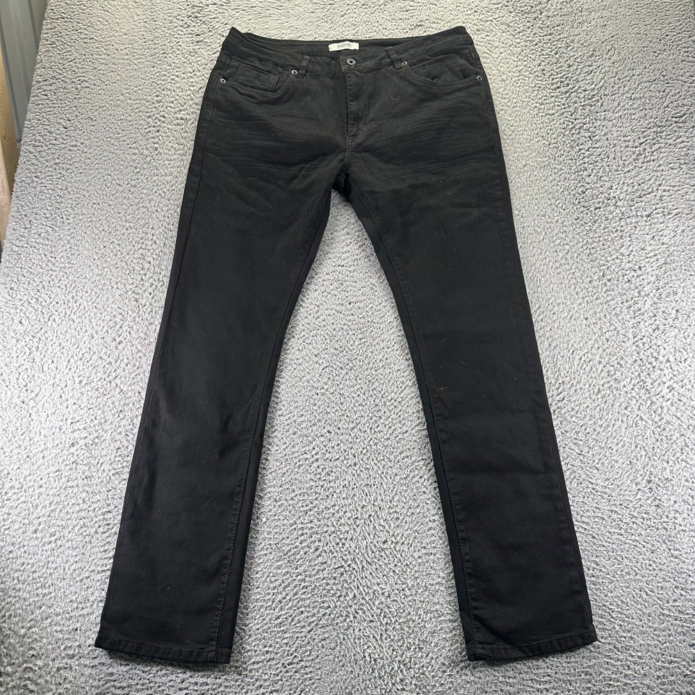 Kenneth Cole Reaction Jeans Men's 35x31 Black Cotton Denim Straight Slim Stretch